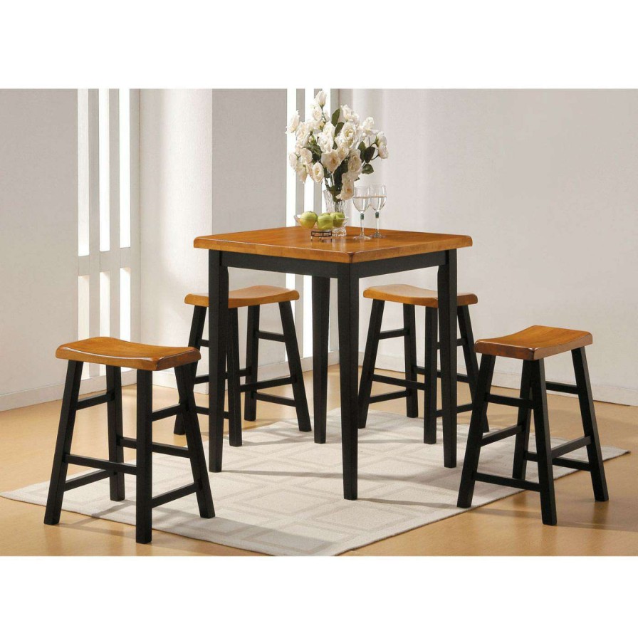 Dining Table Sets * | Outlet Benzara Gaucho 5 Piece Square Counter Height Dining Table Set Black