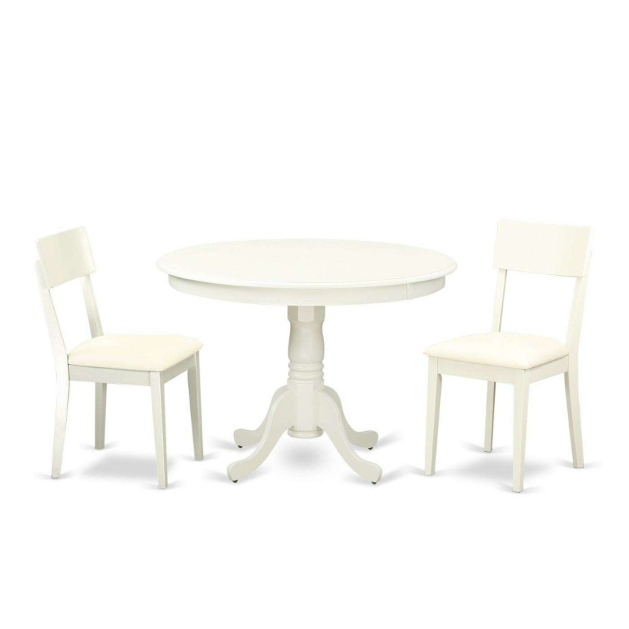 Dining Table Sets * | Top 10 Casual Dining Sets East West Furniture Hartland Hlad3 Three Piece Round Pedestal Dining Table Set