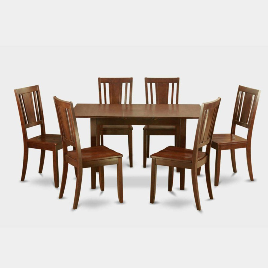 Dining Table Sets * | Best Pirce Rectangle East West Furniture Norfolk 7 Piece Scotch Art Dining Table Set