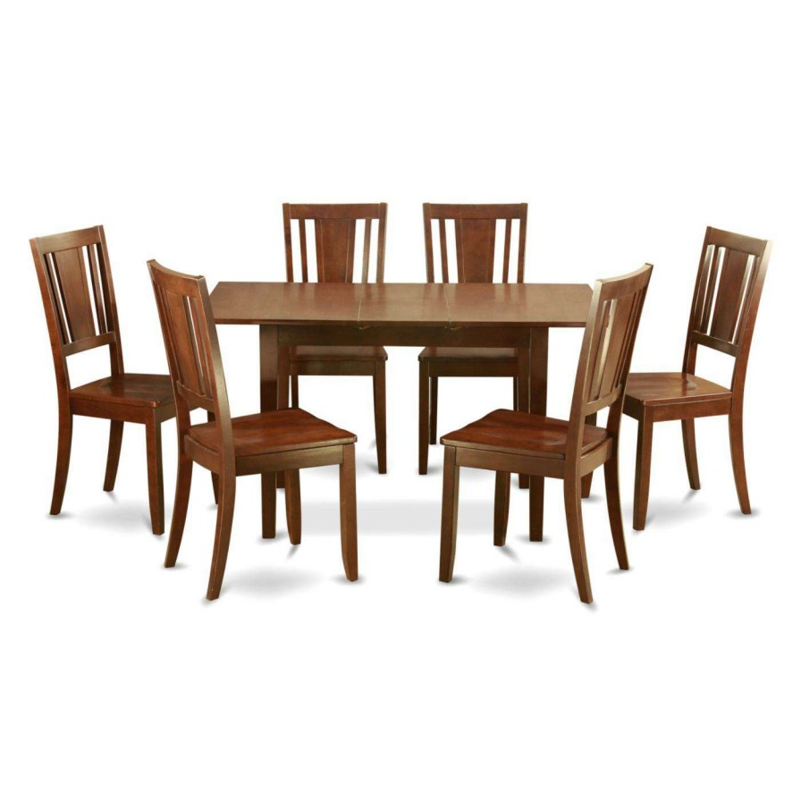 Dining Table Sets * | Best Pirce Rectangle East West Furniture Norfolk 7 Piece Scotch Art Dining Table Set