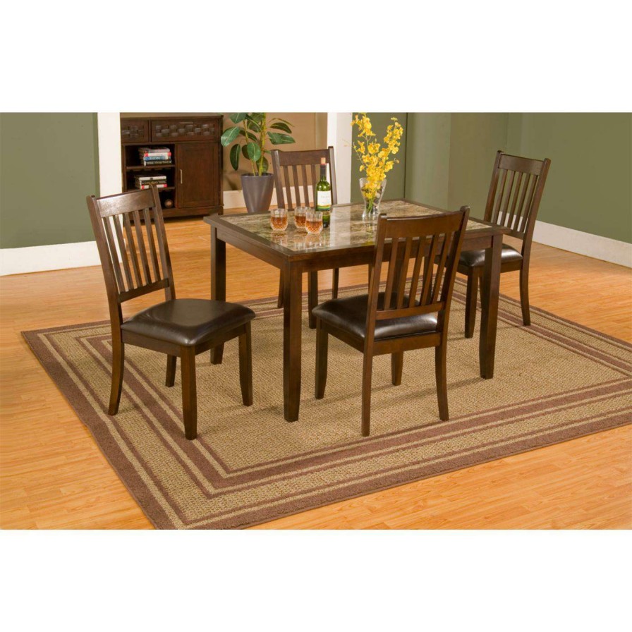 Dining Table Sets * | Best Deal Rectangle Alpine Furniture Capitola Faux Marble 5 Piece Dining Table Set Espresso