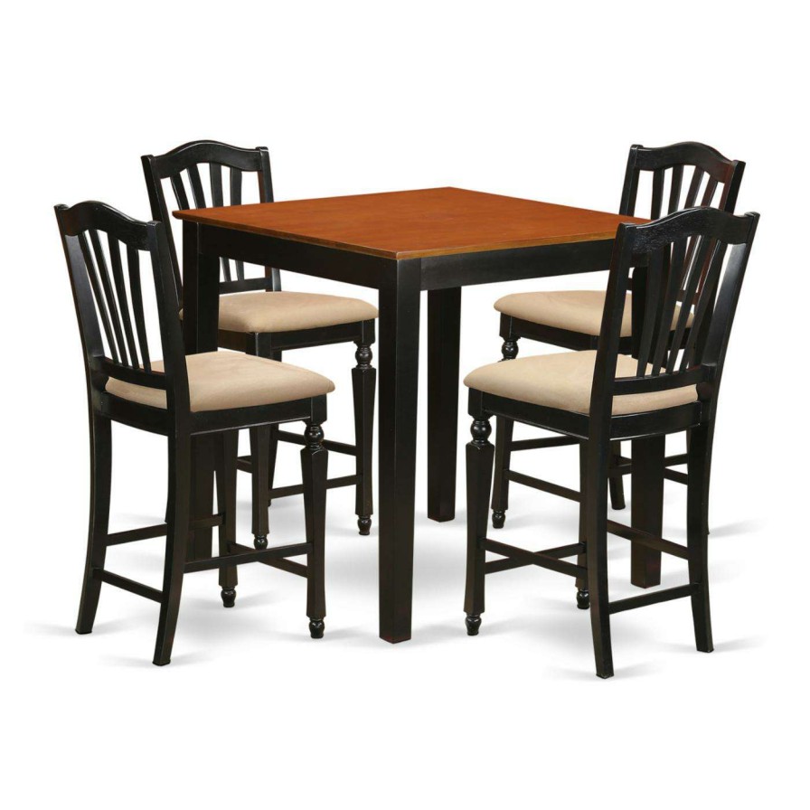 Dining Table Sets * | Coupon Square East West Furniture Pub 5 Piece High Splat Dining Table Set