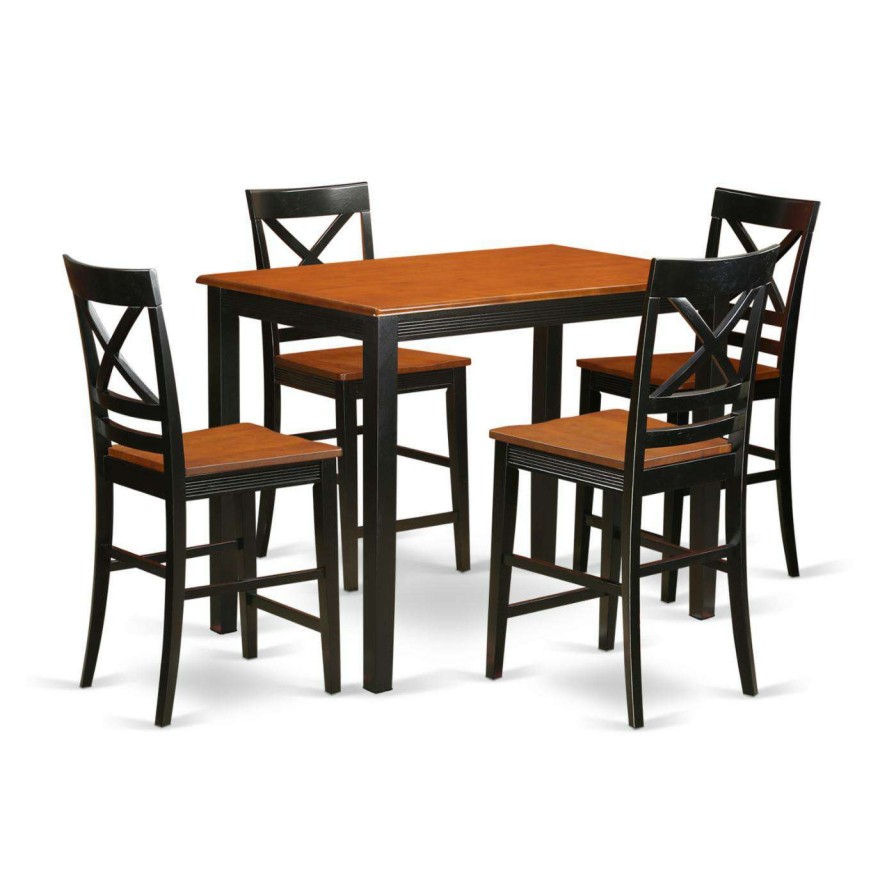 Dining Table Sets * | Wholesale Rectangle East West Furniture Yarmouth 5 Piece Cross-And-Ladder Dining Table Set