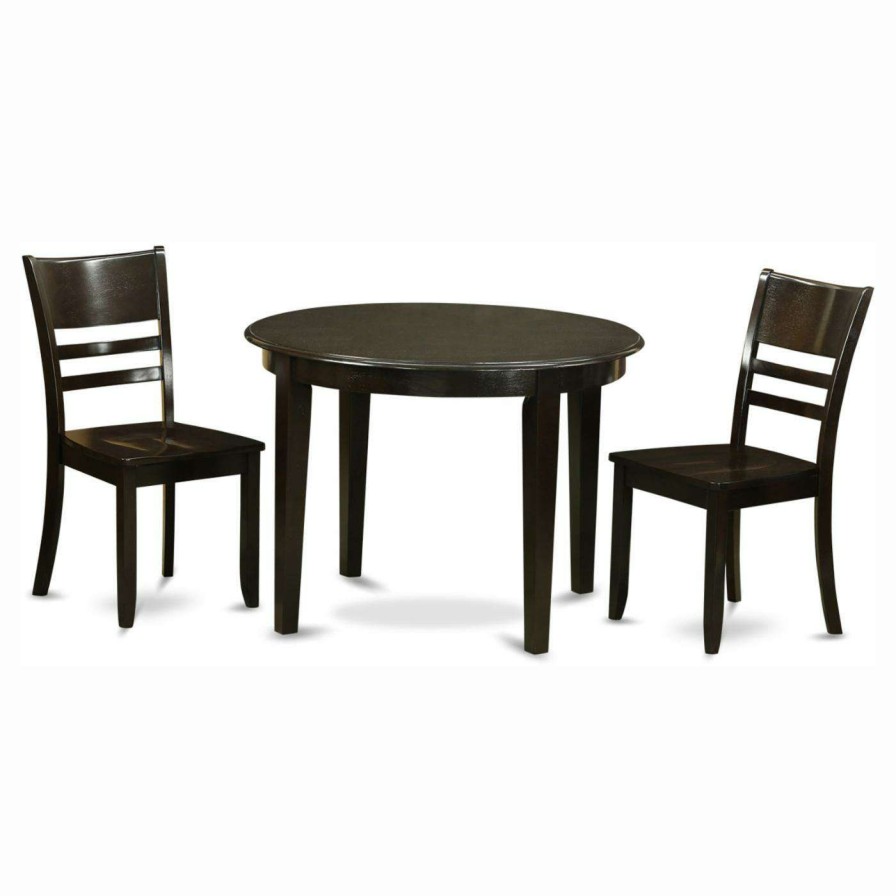 Dining Table Sets * | Brand New East West Furniture Boston 3 Piece Round Dining Table Set With Fields Wooden Seat Chairs