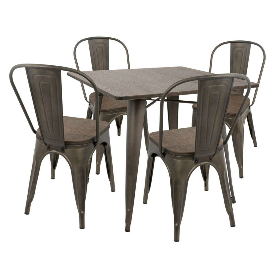 Dining Table Sets * | Discount Square Lumisource Oregon 5 Piece Industrial Dining Set