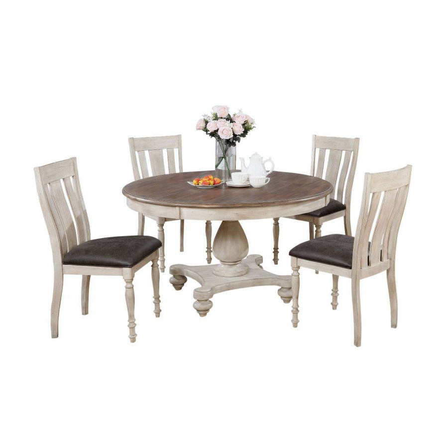 Dining Table Sets * | Best Deal Roundhill Furniture Arch Round 5 Piece Dining Set