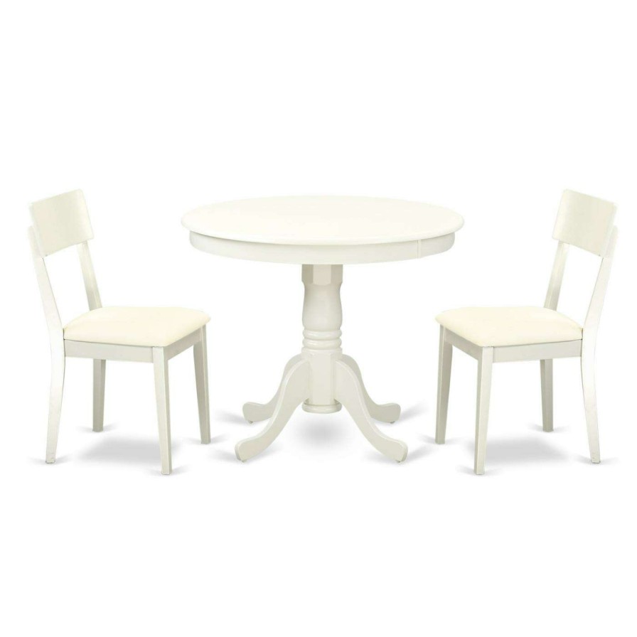 Dining Table Sets * | Buy East West Furniture Antique Anad3 Three Piece Round Pedestal Dining Set