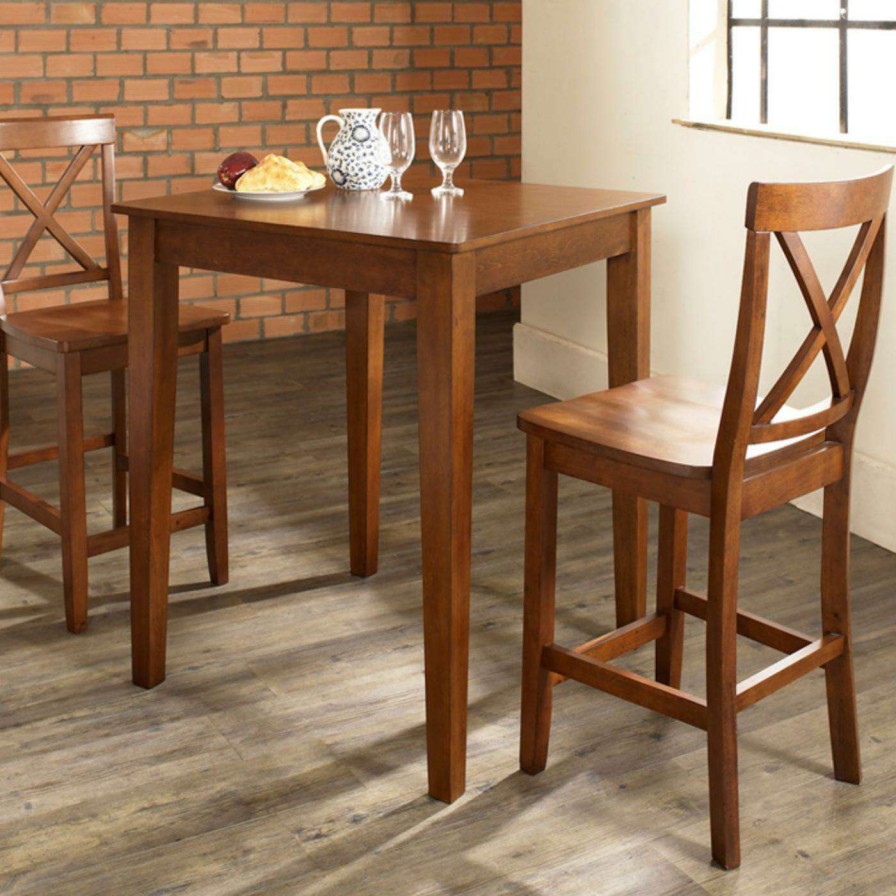 Dining Table Sets * | New Square Crosley 3-Piece Pub Dining Set With Tapered Leg And X-Back Stools