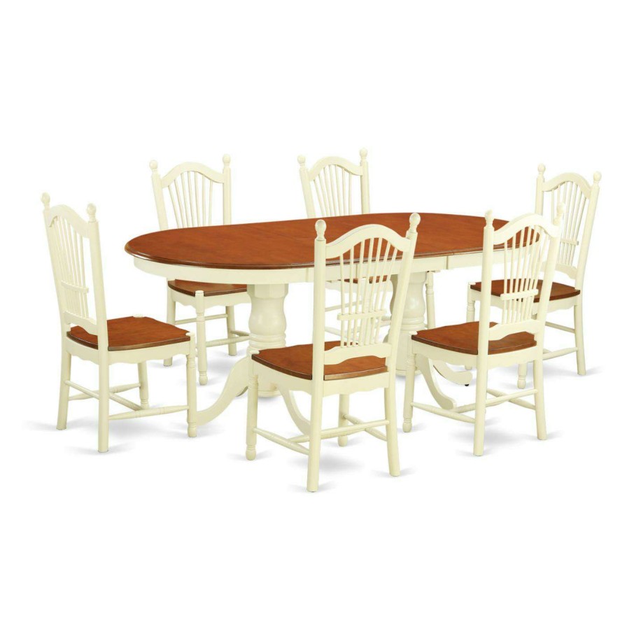 Dining Table Sets * | Cheapest Oval East West Furniture Plainville 7 Piece Sheaf Dining Table Set