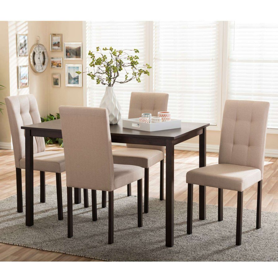 Dining Table Sets * | Best Sale Rectangle Baxton Studio Andrew 5 Piece Dining Table Set