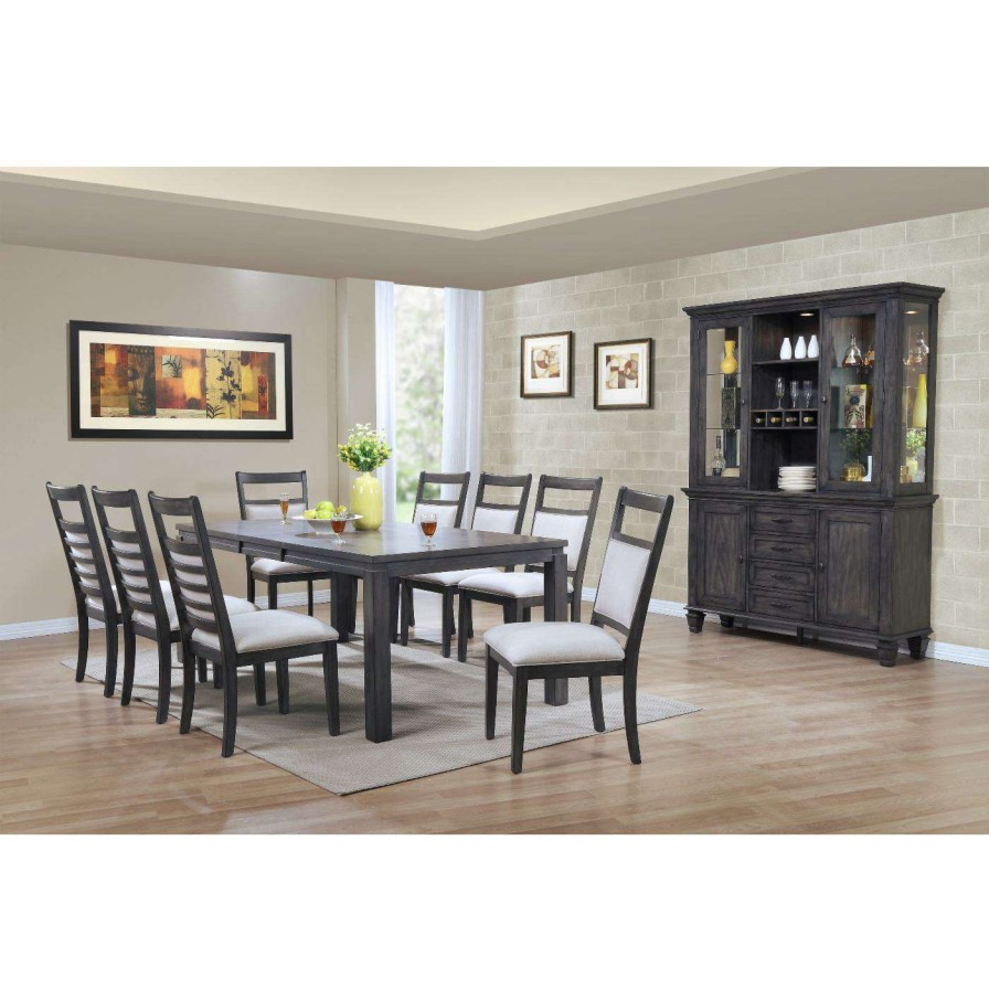 Dining Table Sets * | Best Reviews Of Rectangle Sunset Trading Shades Of Gray 11 Piece Dining Table Set With China Cabinet