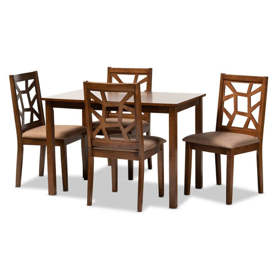 Dining Table Sets * | Cheap Rectangle Baxton Studio Abilene 5 Piece Dining Table Set