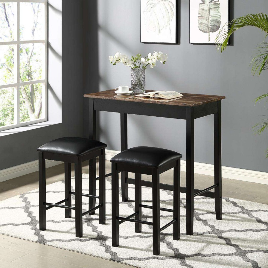 Dining Table Sets * | Best Reviews Of Rectangle Furniture Of America Mielle 3-Piece Counter Height Table Set