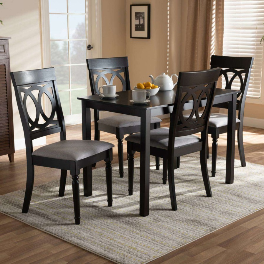 Dining Table Sets * | Outlet Rectangle Baxton Studio Lucie 5 Piece Dining Table Set