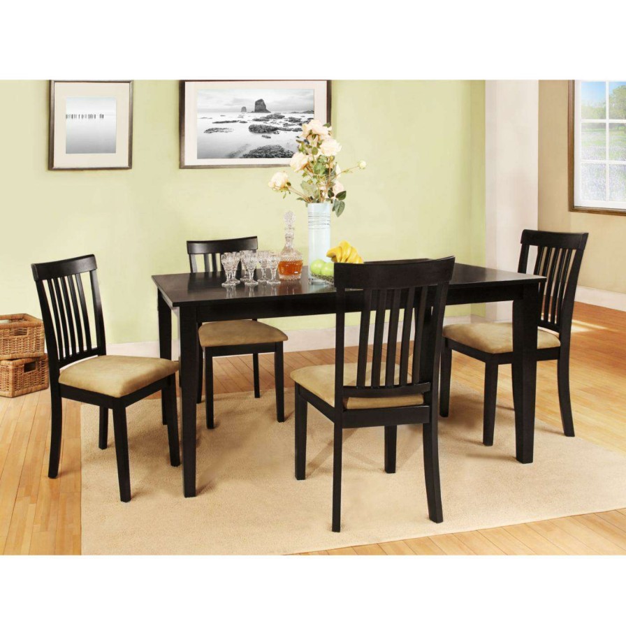 Dining Table Sets * | Hot Sale Homelegance Weston Home Tibalt 5 Piece Rectangle Black Dining Table Set 60 In. With Mission Back Chairs