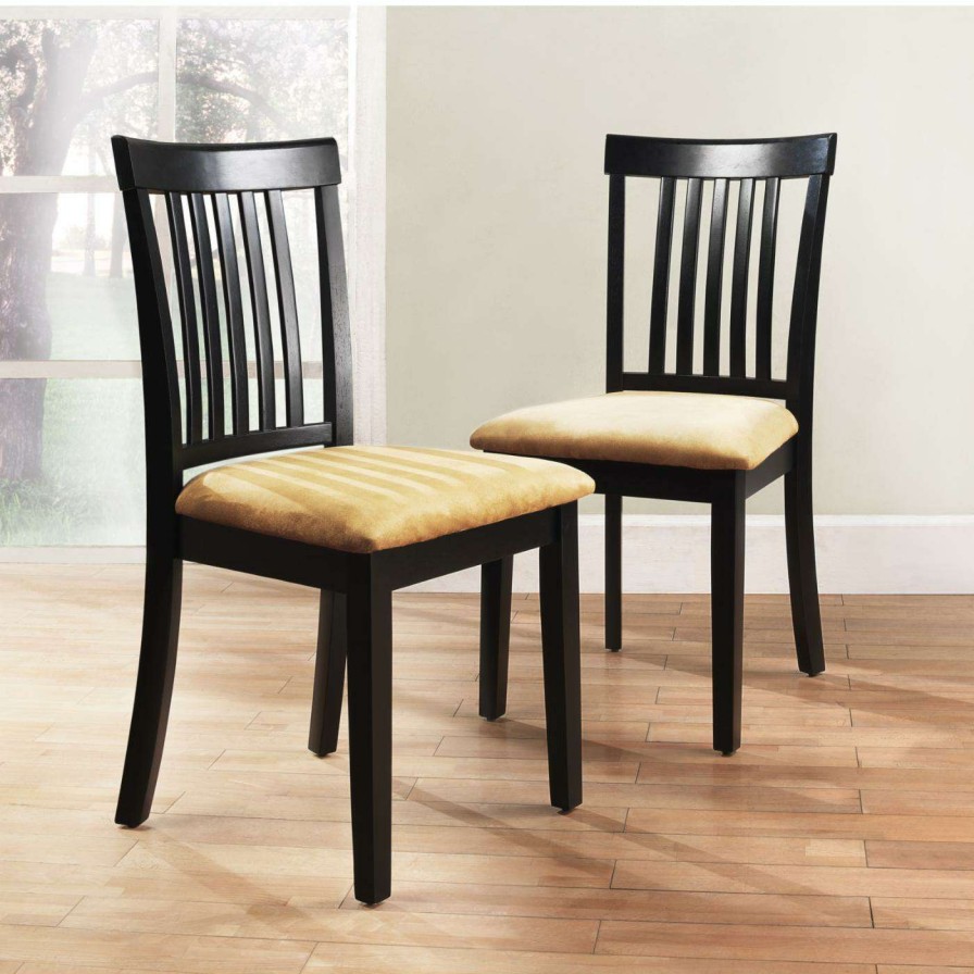 Dining Table Sets * | Hot Sale Homelegance Weston Home Tibalt 5 Piece Rectangle Black Dining Table Set 60 In. With Mission Back Chairs