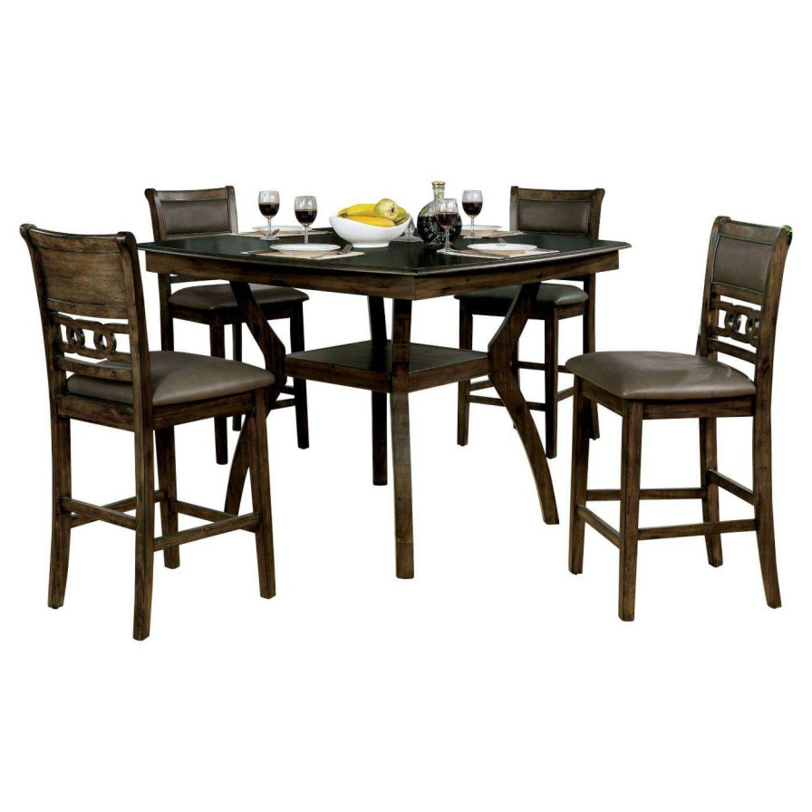 Dining Table Sets * | Coupon Square Furniture Of America Vandusen 5 Piece Counter Height Table Set