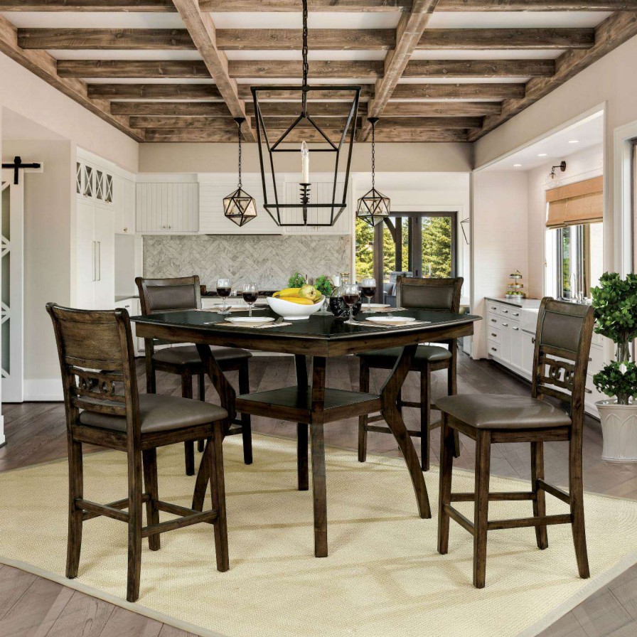 Dining Table Sets * | Coupon Square Furniture Of America Vandusen 5 Piece Counter Height Table Set