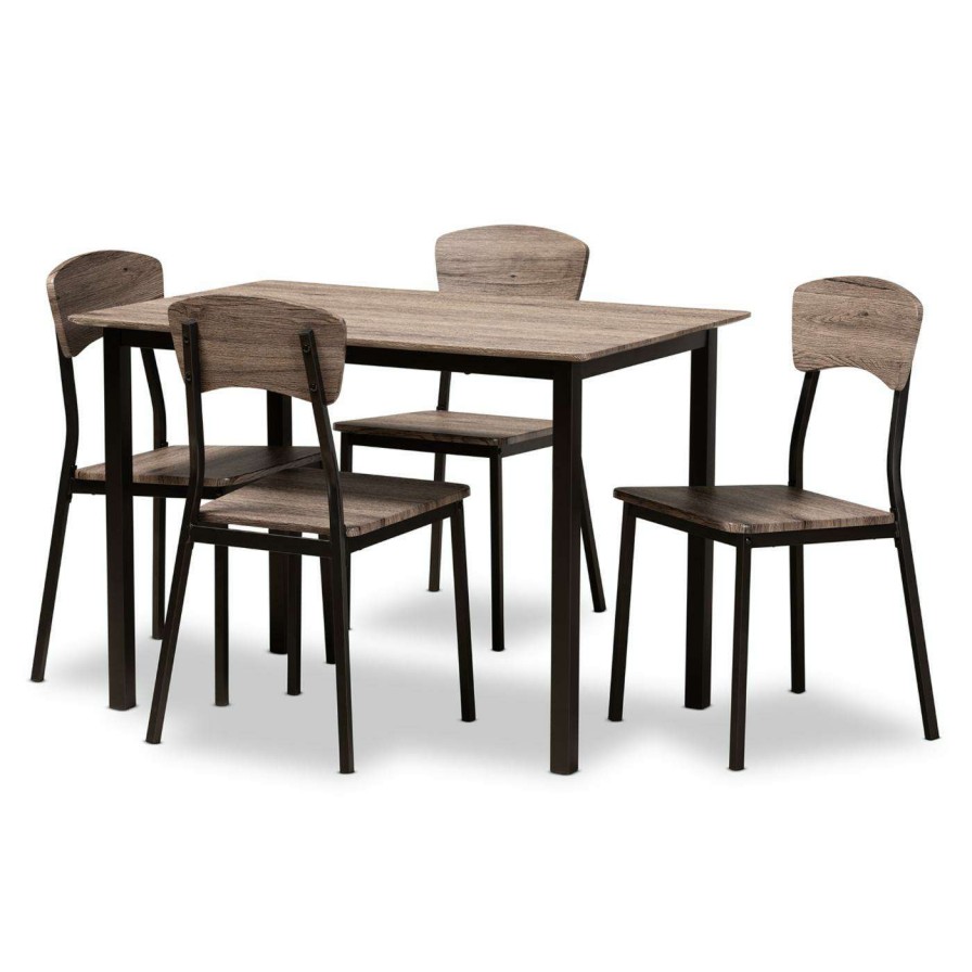 Dining Table Sets * | Outlet Rectangle Baxton Studio Marcus 5 Piece Dining Table Set