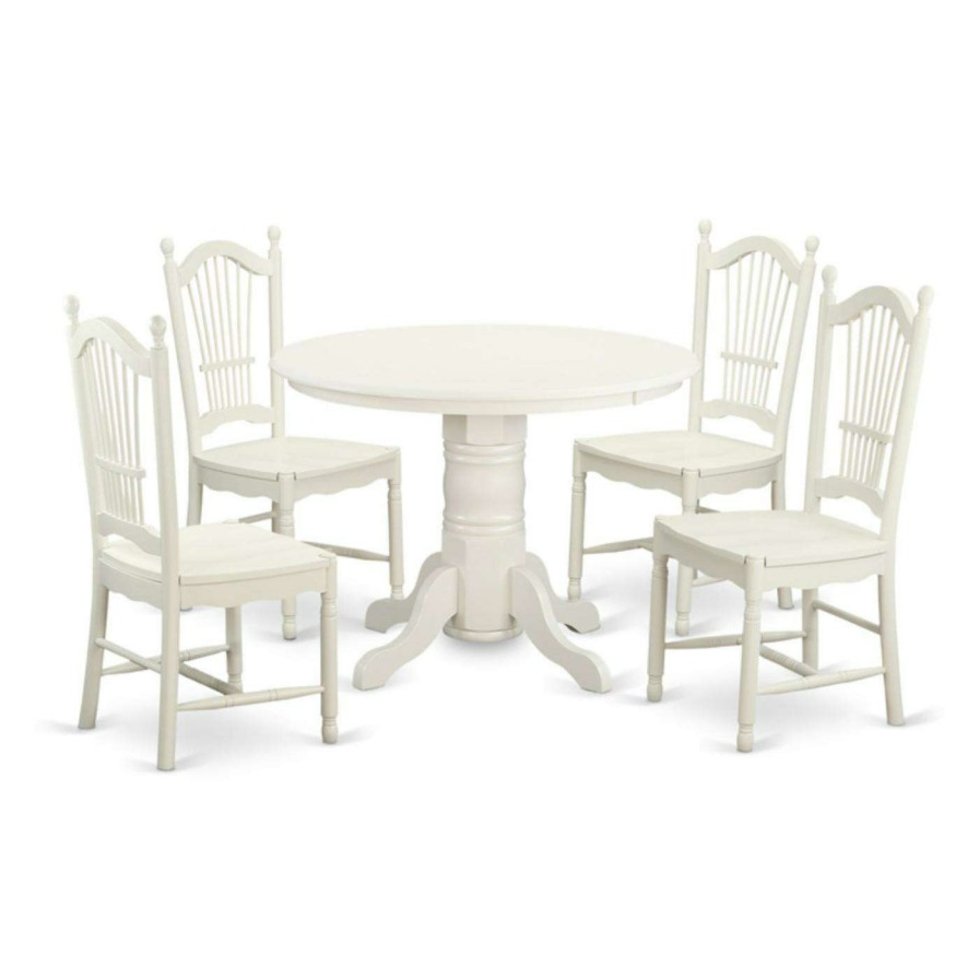 Dining Table Sets * | New Round East West Furniture Shelton 5 Piece Sheaf Dining Table Set