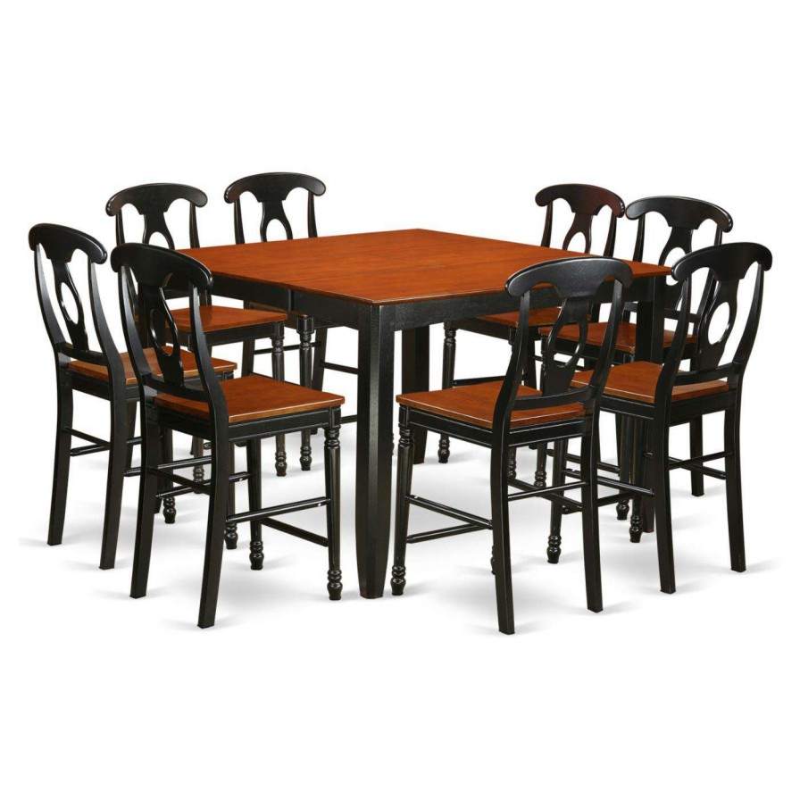 Dining Table Sets * | Discount Square East West Furniture Fairwinds 9 Piece Keyhole Dining Table Set