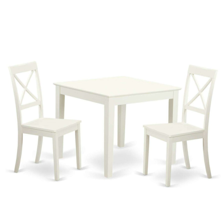 Dining Table Sets * | Budget Square East West Furniture 3 Piece Crossback Breakfast Nook Dining Table Set