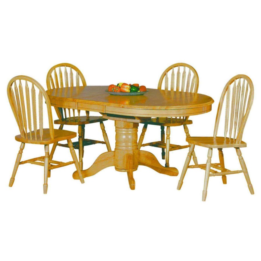 Dining Table Sets * | Hot Sale Oval Sunset Trading 5-Piece Pedestal Dining Set With Arrowback Chairs