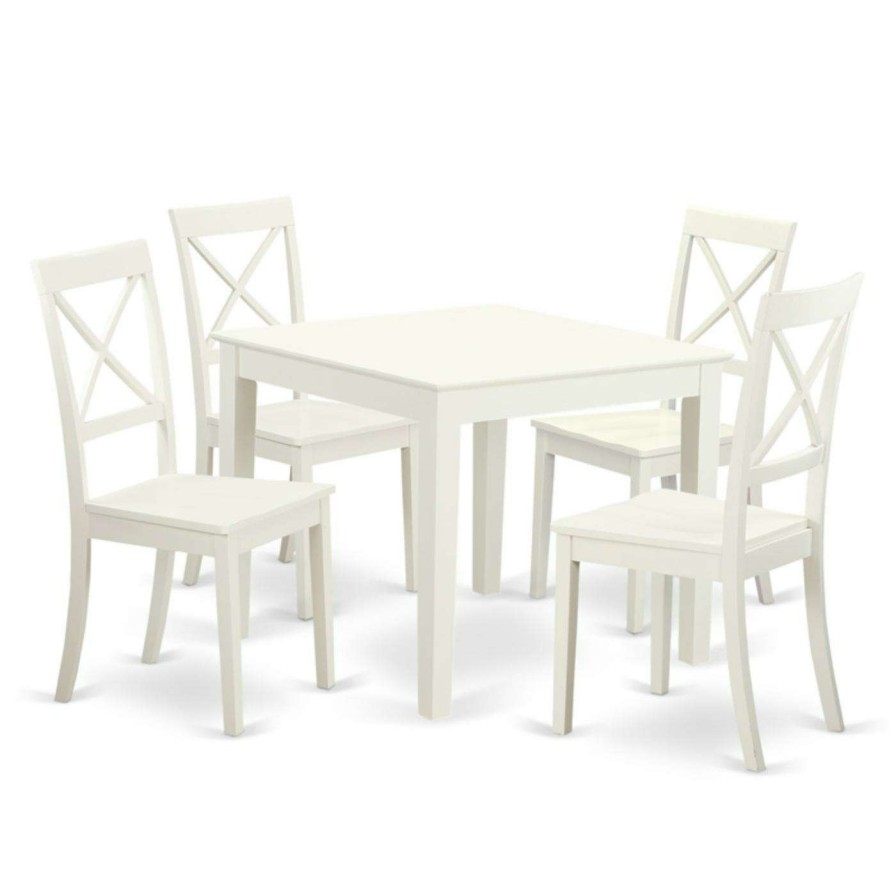 Dining Table Sets * | Top 10 Square East West Furniture 5 Piece Crossback Breakfast Nook Dining Table Set