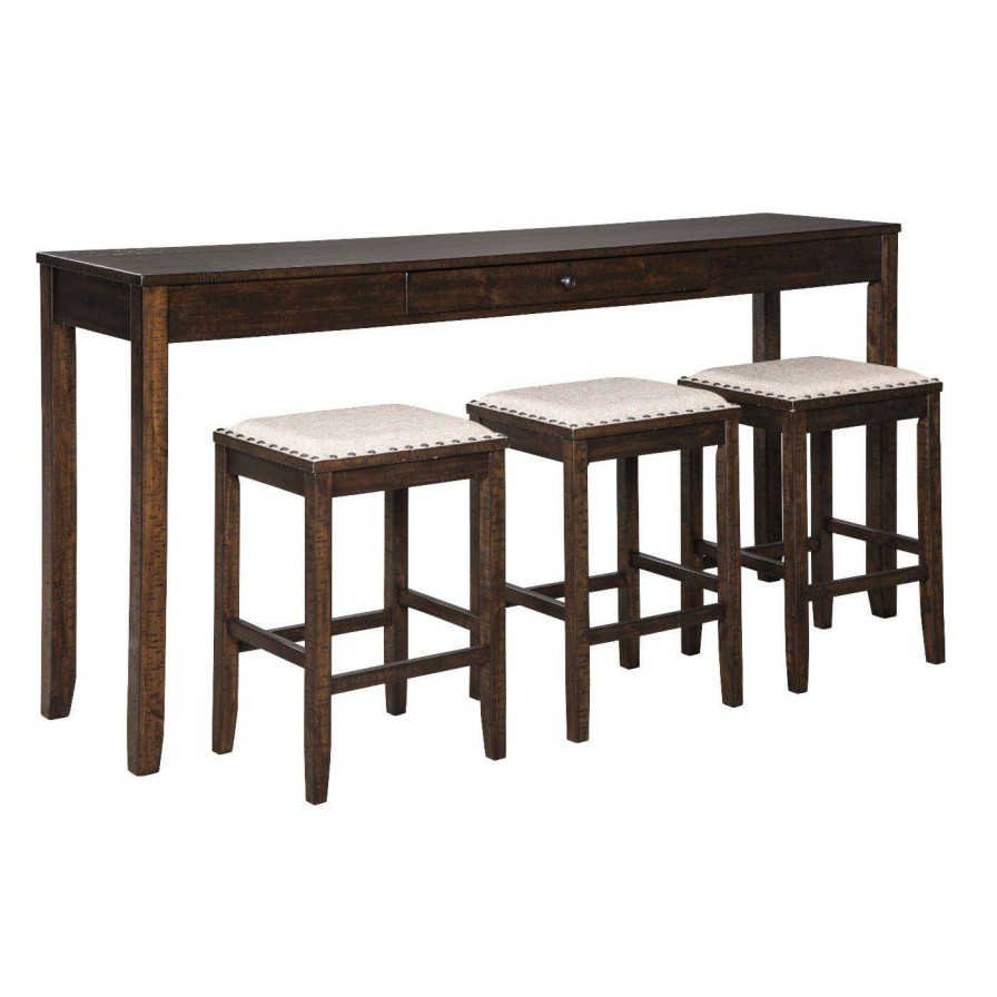 Dining Table Sets * | Cheap Rectangle Signature Design By Ashley Rokane 4 Piece Rectangular Dining Room Counter Table Set