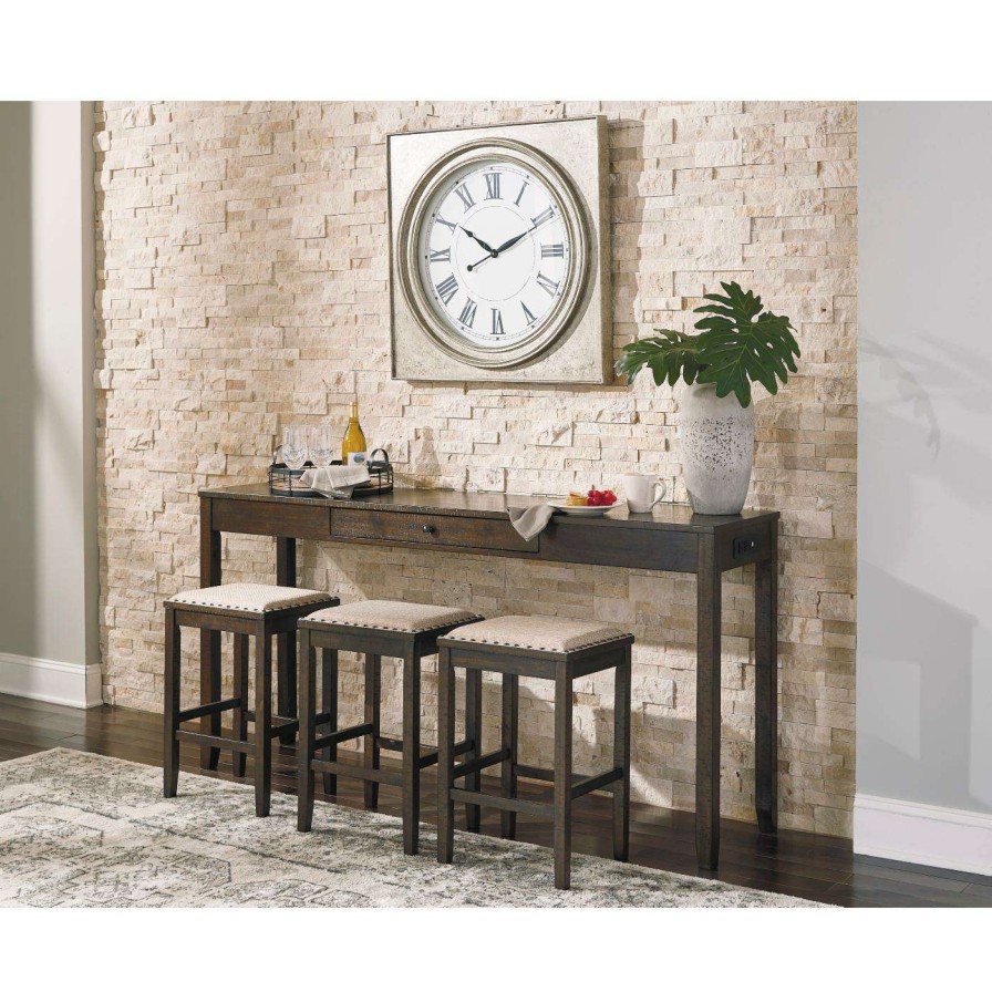 Dining Table Sets * | Cheap Rectangle Signature Design By Ashley Rokane 4 Piece Rectangular Dining Room Counter Table Set