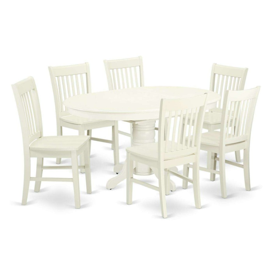 Dining Table Sets * | Best Pirce Oval East West Furniture Avon Avno7 Seven Piece Extension Dining Table Set