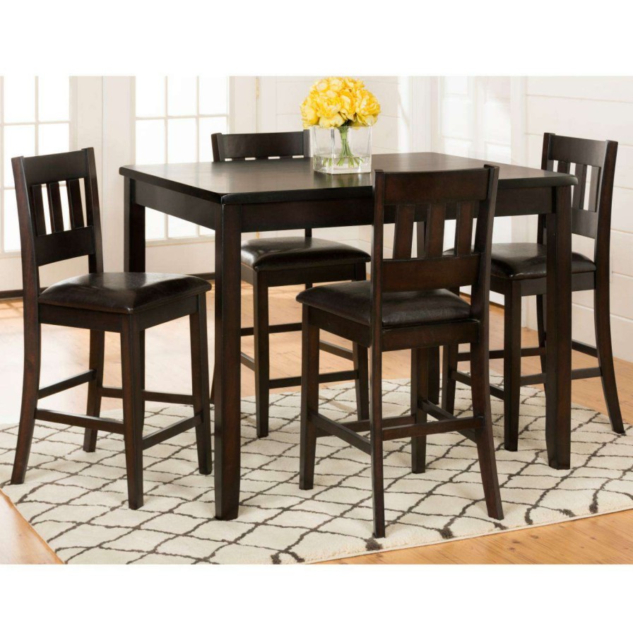 Dining Table Sets * | Best Pirce Rectangle Jofran Dark Rustic Prairie 5 Piece Counter Height Dining Set