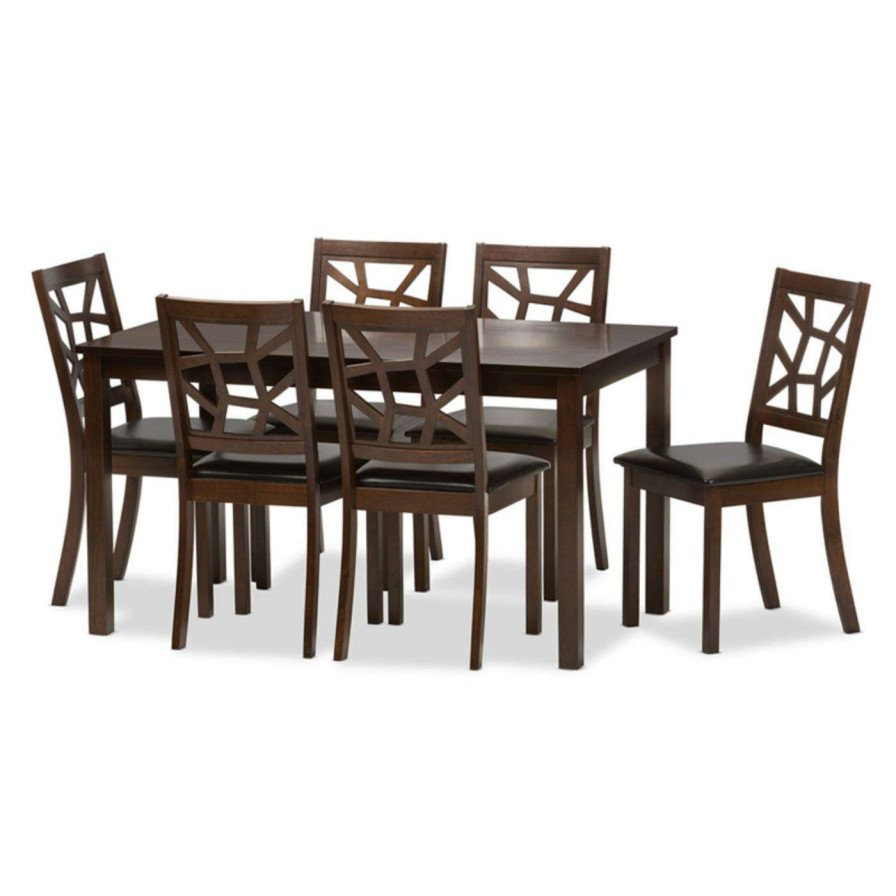 Dining Table Sets * | Promo Rectangle Baxton Studio Mozaika 7 Piece Dining Table Set