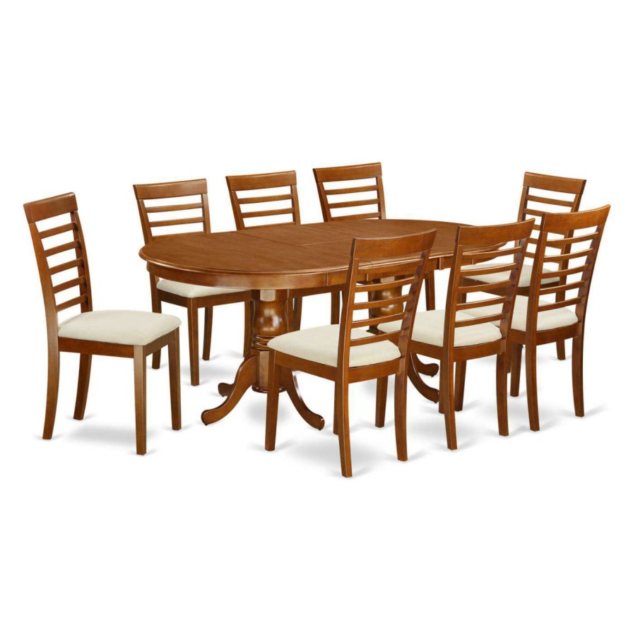 Dining Table Sets * | Brand New Oval East West Furniture Plainville 9 Piece Straight Ladder Back Dining Table Set