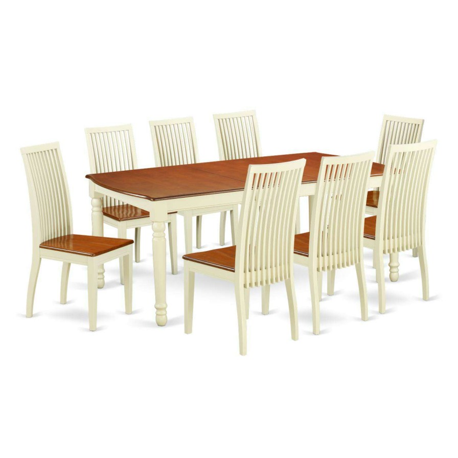 Dining Table Sets * | Buy Rectangle East West Furniture Dover Doip9 Nine Piece Extension Dining Table Set