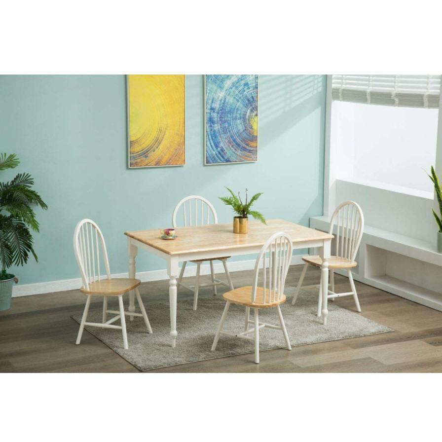 Dining Table Sets * | Best Deal Rectangle Boraam Farmhouse 5 Piece Dining Table Set White / Natural