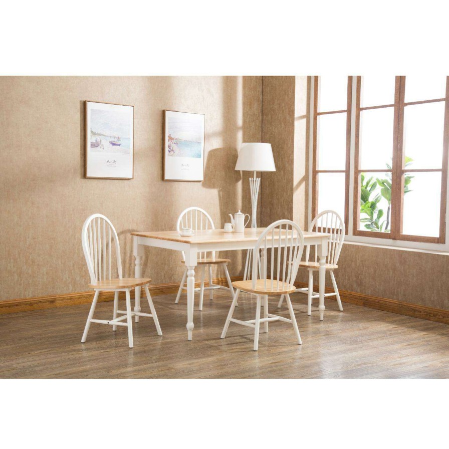 Dining Table Sets * | Best Deal Rectangle Boraam Farmhouse 5 Piece Dining Table Set White / Natural