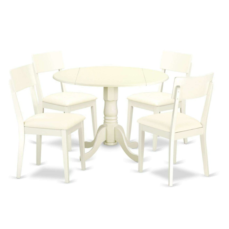 Dining Table Sets * | Top 10 Round East West Furniture Dublin Dlad5 Five Piece Drop Leaf Dining Set