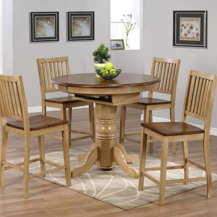 Dining Table Sets * | Best Sale Sunset Trading Brookdale 5 Piece Round Counter Height Table Set With Brookdale Stools