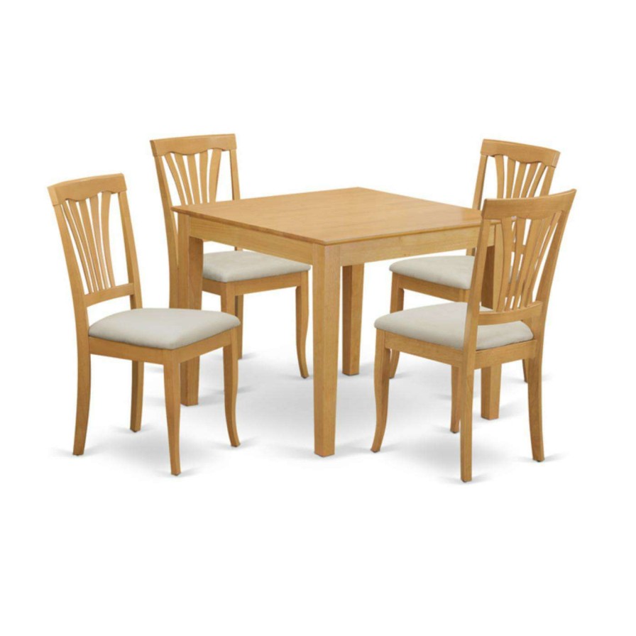 Dining Table Sets * | Budget Square East West Furniture 5 Piece Lath Back Breakfast Nook Dining Table Set