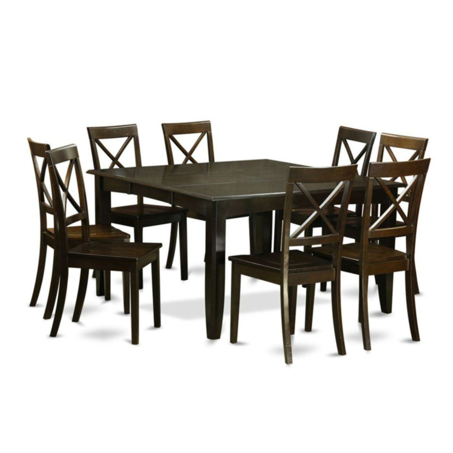 Dining Table Sets * | Promo Square East West Furniture Parfait 9 Piece Cross Back Dining Table Set Wood