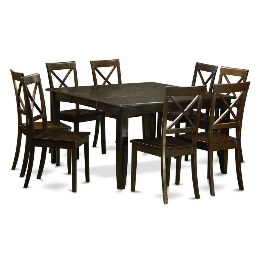 Dining Table Sets * | Promo Square East West Furniture Parfait 9 Piece Cross Back Dining Table Set Wood