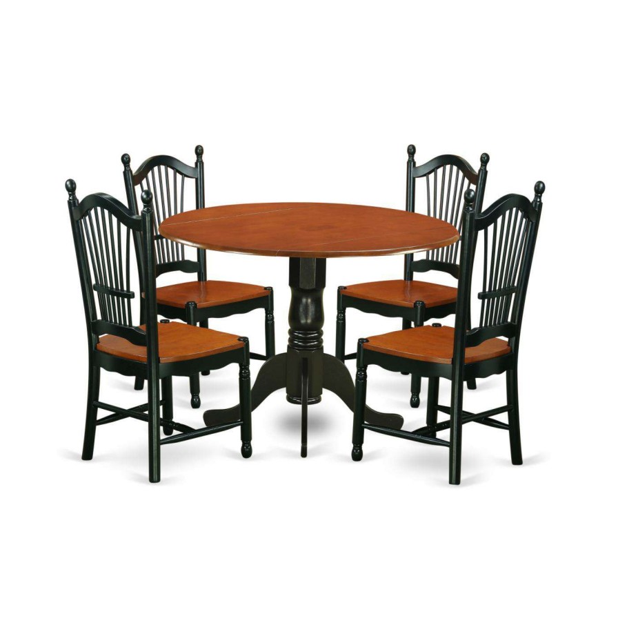 Dining Table Sets * | New Round East West Furniture Dublin Dldo5 Five Piece Drop Leaf Dining Set