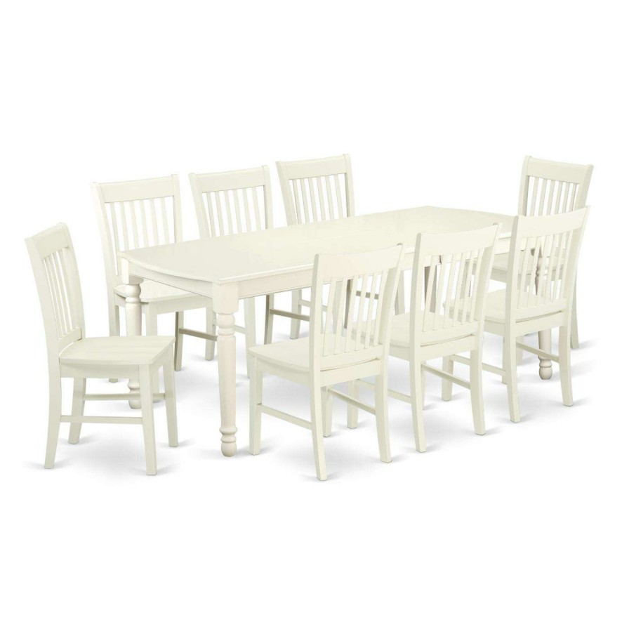 Dining Table Sets * | Discount Rectangle East West Furniture Dover Dono9 Nine Piece Extension Dining Table Set