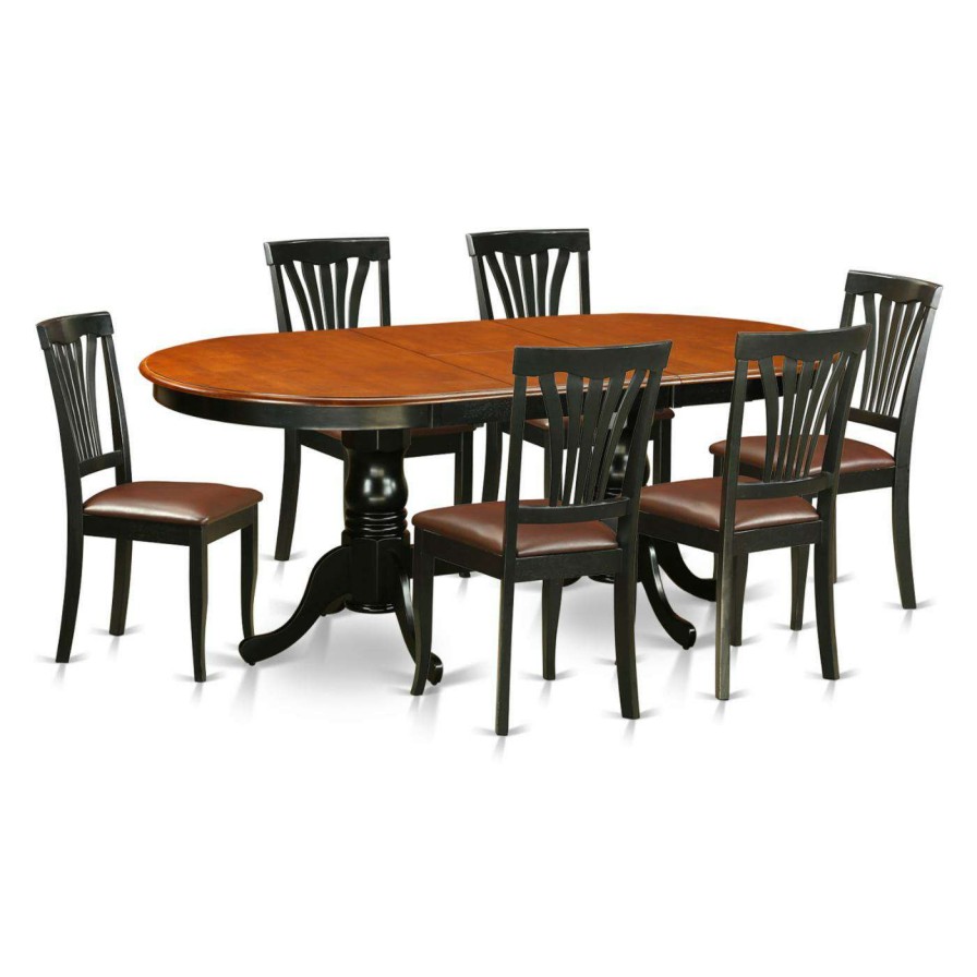 Dining Table Sets * | Deals Oval East West Furniture Plainville 7 Piece Lath Back Dining Table Set