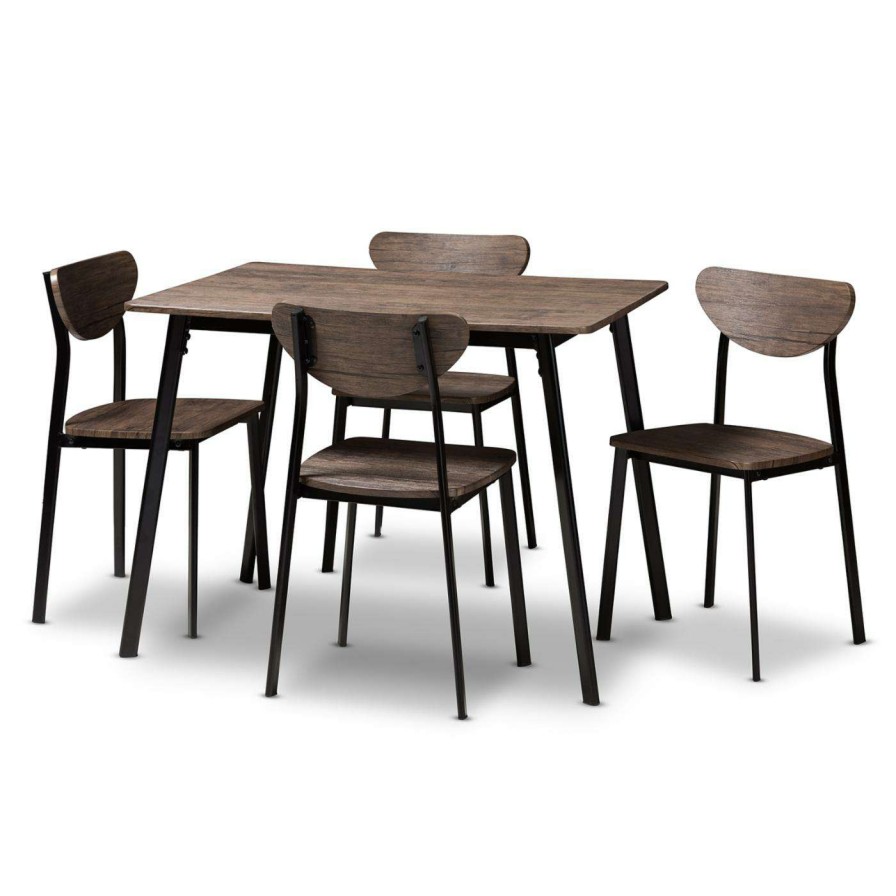 Dining Table Sets * | Best Pirce Rectangle Baxton Studio Ornette 5 Piece Dining Table Set