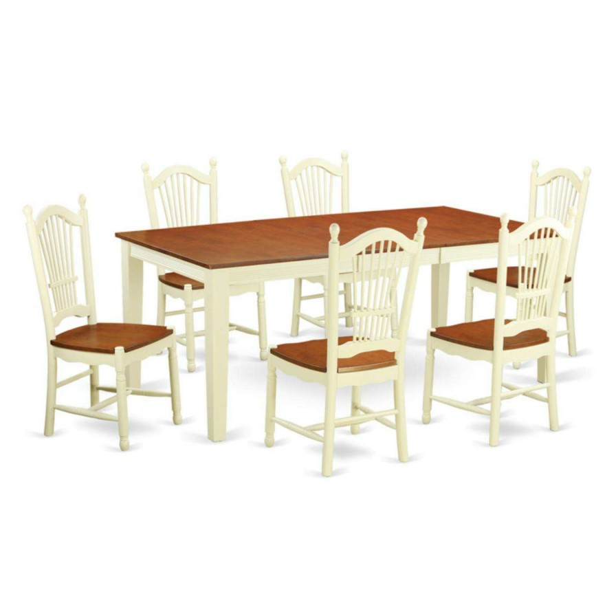 Dining Table Sets * | Coupon Rectangle East West Furniture Quincy 7-Piece Sheaf Dining Table Set