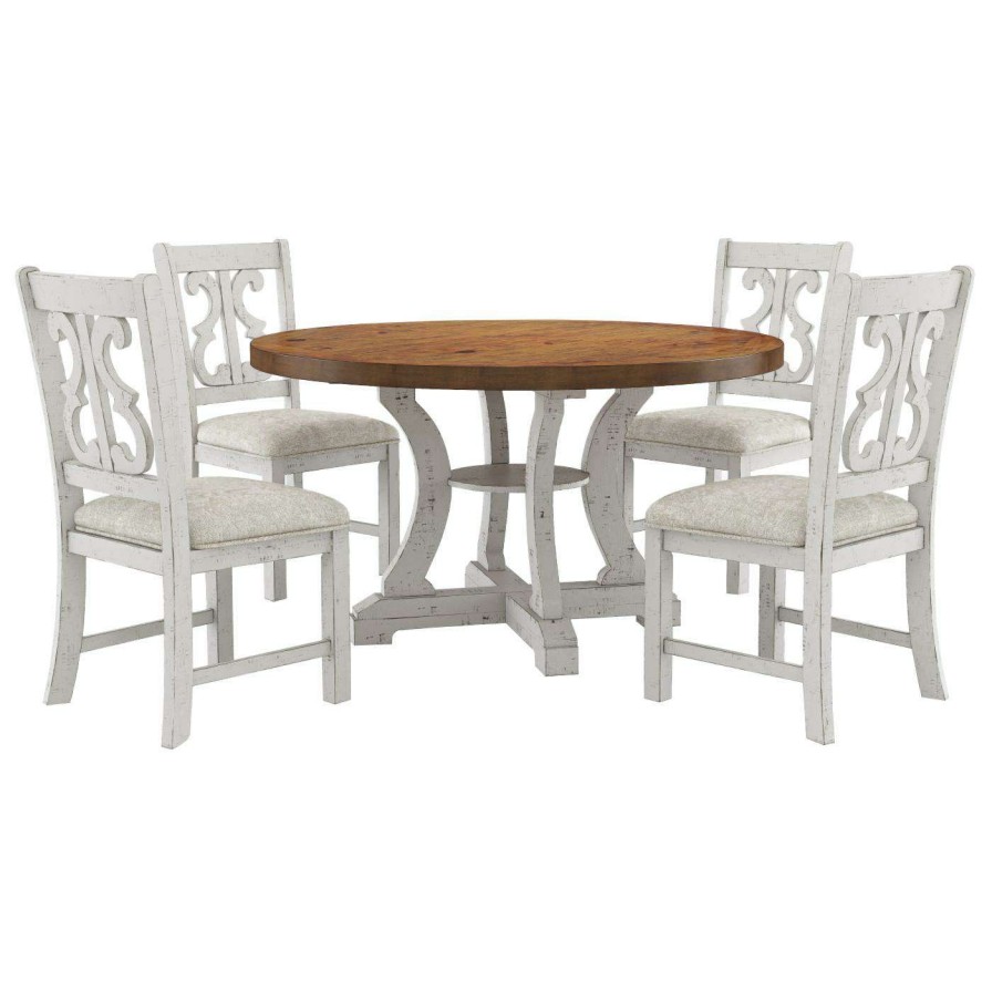 Dining Table Sets * | Promo Round Furniture Of America Mudd Transitional 5-Piece Dining Set