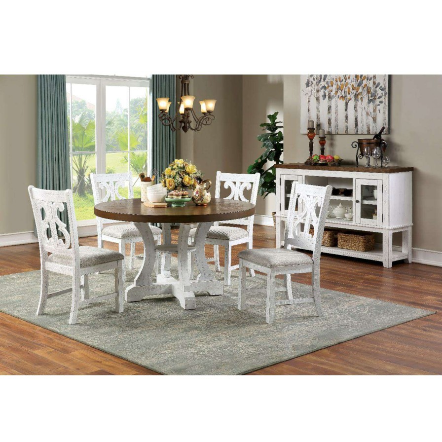 Dining Table Sets * | Promo Round Furniture Of America Mudd Transitional 5-Piece Dining Set