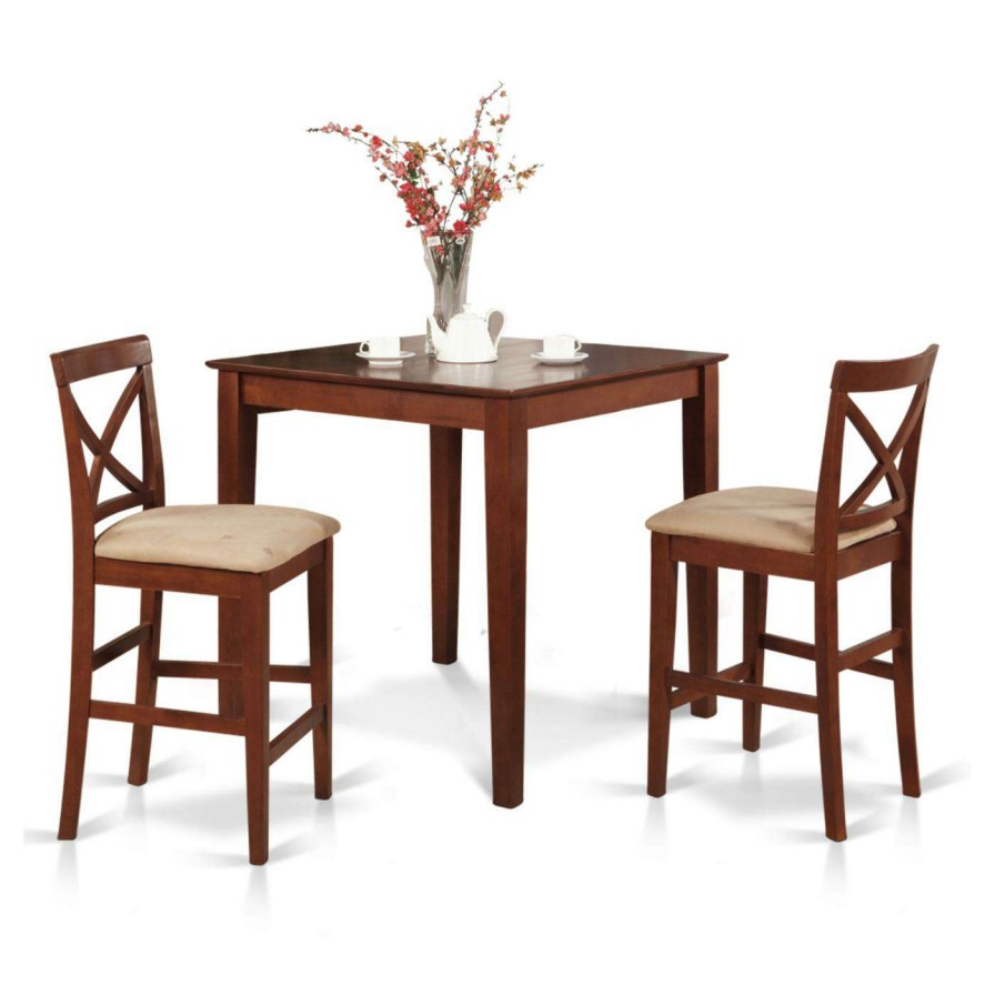 Dining Table Sets * | Budget Square East West Furniture Pub 3 Piece High Cross Dining Table Set